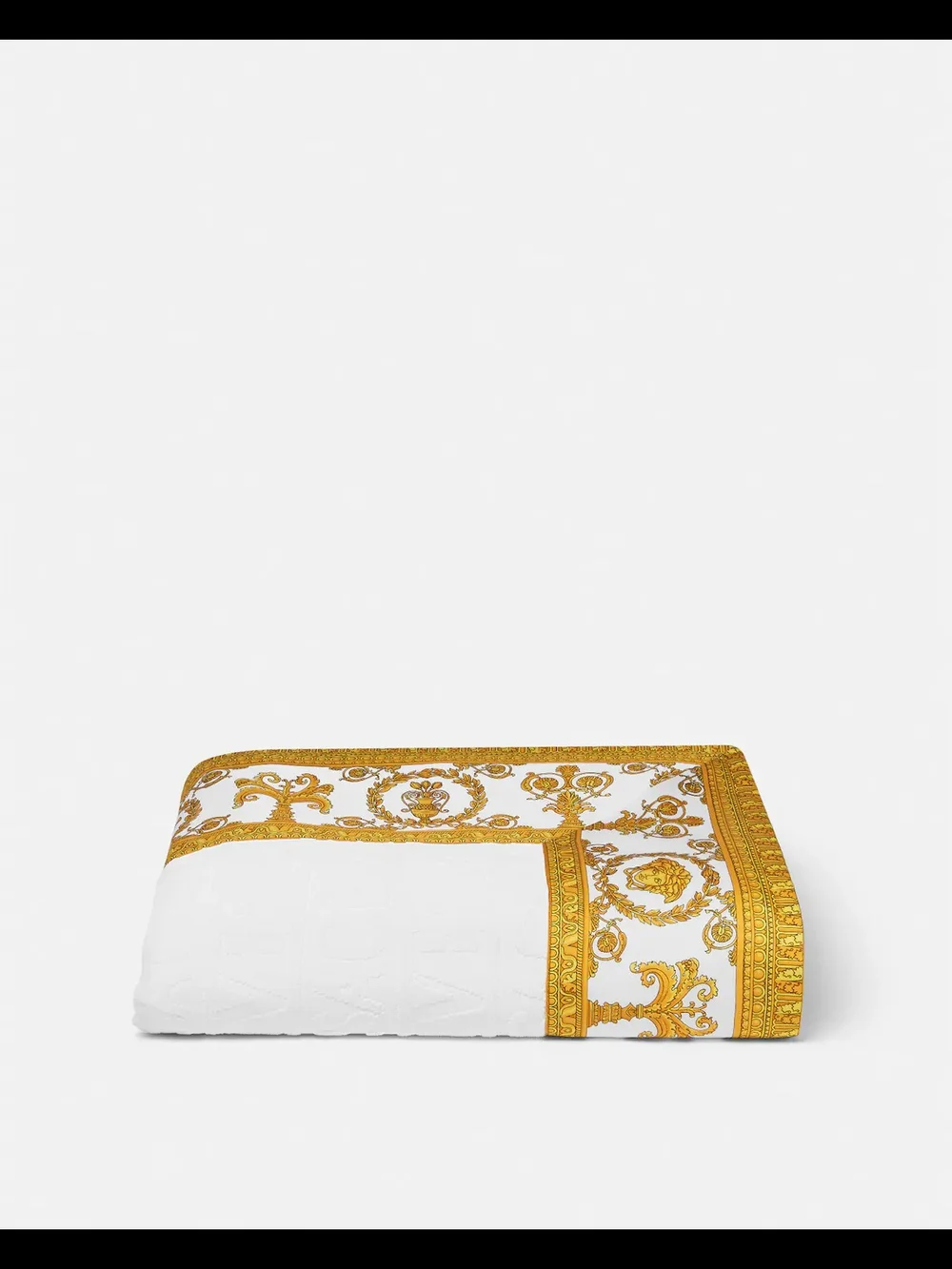 Versace White Beach Towel with Gold I♡Baroque Border